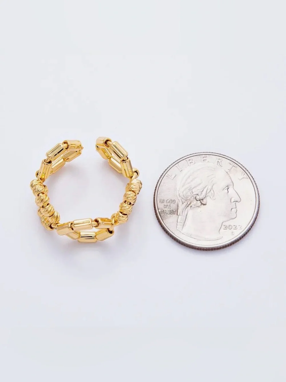 18K Gold Filled Open Textured
Geometric Hexagon Ring - Picture 4 of 4